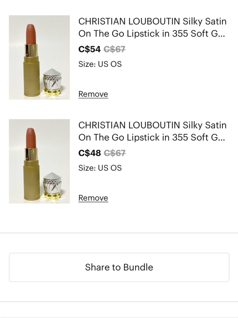 Christian Louboutin Satin Lipstick in Soft Peach Nude x2